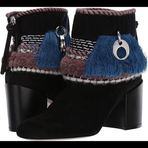 Stuart weitzman / mosaic fringe ankle booties ankle boot 9 - Picture 3 of 9